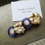 ブラスフラワーvintageボタンヘアクリップ