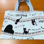 チビバッグ(ピアノ　猫ちゃん　水色)