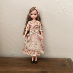 リカちゃん服　薔薇のワンピースとターバン