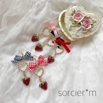 いちご イヤリング ピアス ゆめかわいい 量産型 大人可愛い リボン ベルベット 苺 イチゴ strawberry ロリィタ ロリータ りぼん