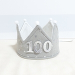 グレー×シルバースター　ベビークラウン　ポンポン付き　100日