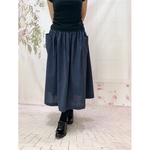 大人可愛い＊麻・リネン100%藍染めストライプスカートBy comomo 1515-G1