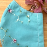 🌸チュール刺繍お洒落マスク🌸涼感加工ダブルガーゼ/アクアスプレイ