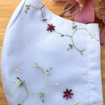 🌸チュール刺繍お洒落マスク🌸涼感加工ダブルガーゼ使用/パープル