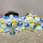 🦜夏マスク　インコマスク　息のしやすいマスク　さらしマスク　手拭いマスク　小鳥柄マスク　小学生中学年　小学生高学年　中学生マスク　高校生マスク　レディース 普通小さめマスク　屋外用マスク