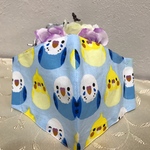 🦜夏マスク　インコマスク　息がしやすい形のマスク　さらしマスク　手拭いマスク　小鳥柄マスク　セキセイインコ　レディース マスク　