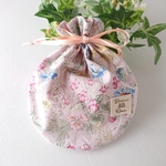 （7/25 Resale）English Flower Garden スモークピンク・大人可愛いまんまる巾着