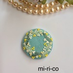ミモザの花刺繍 ブローチ／ヘアゴム