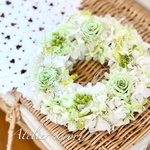 ◆SALE◆ フレッシュグリーンの紫陽花リース      〜 結婚祝い 誕生日プレゼント 引越し祝い 結婚記念日  還暦祝い  敬老の日   リース  フラワーリース