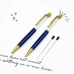 ハーバリウム ボールペン ＆ 替え芯 各 2本 セット ( ブルー )
