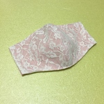 ちょっと大きめレースの立体マスク　ピンク　接触冷感生地使用