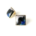 【再販売】七宝焼 flowerピアス～gray×blue～ 