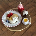 送料込み　ミニチュア いぬ泡コーヒーといぬクリームパンケーキセット　ブライス  リカちゃん シルバニア 