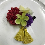 マムと紫陽花の浴衣髪飾り1