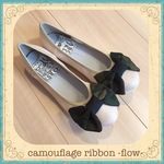 NEW【21〜26cm】カモフラリボン柔らかぺたんこ靴♪