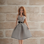 ワンピース＋アクセサリーセット 白黒ホルターネック【Barbie FR 12インチ ドール服】