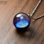 【チェーン or 革紐 選択可能】1点物 宇宙モチーフガラスペンダント Baby / ネックレス  ギフトボックス & 鹿革紐付 / ボロシリケイト【オパール入り】【cosmic town】