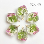 No.49 幾何学型押し花カボションパーツ(6個入)カン付/ピアス/イヤリング