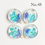 No.48幾何学丸型押し花カボションパーツ(4個入)カン付/ピアス/イヤリング