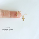 new▷simple Cross  ピアス／ノンホールイヤリング＊受注製作＊