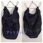 ネイビー&BW柄リバーシブルくま耳防寒ケープ  エルゴにも♪