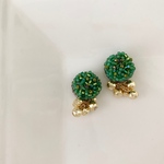 グリーンビーズカボション ピアス イヤリング