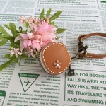 本革レザー  小銭入れ＆バッグチャーム  四角い オレンジ