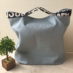 コンビニ エコバッグ ヒッコリー風 × 英数字 黒