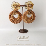 2way   rattan×flower ボタンピアス
