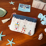 レトロでマリンな小さなマトリョーシカ＊手刺繍のコインケース＊タッセル付き
