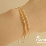 極小パールの二連ゴールドブレスレット