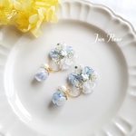 紫陽花と1粒のパール(ブルー)  ピアス/イヤリング