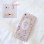 ナチュラル小花  antique frame かすみ草ブーケとの押し花iPhoneケース/押し花ケース