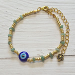 【天然石】ナザールボンジュウとエメラルドのスリムブレスレット