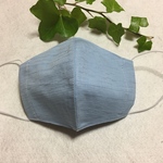 涼感ドライ立体夏マスク　水色ツムギクロス(横縞)