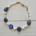 【天然石】ナザールボンジュウとラピスラズリのスリムブレスレット