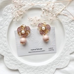 SUMMERSALE♡ベージュピンクが花咲くフラワーイヤリング/ピアス