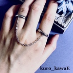チェーンリング/ KUROKAWAE 指輪 チェーン ユニセックス メンズ ゴシック パンク メンヘラ 病みかわ 病みかわいい シンプル 個性 KURO-KAWAE