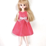 リカちゃん　服　ワンピース　水玉　りぼん