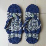 23cm(22~23.5cm)秋色布草履、布ぞうり、スリッパ、ネイビー×チェック