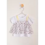 シフォンの重ね着風 Tシャツ for baby 白