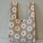 【再再販】エコバッグ (S)コンビニサイズ 北欧の花(ベージュ)
