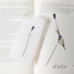 【new】押し花のスマホケース  candle like - lavender *。date