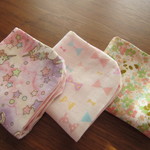 お名前スタンプ押 しておきます♪お名前タグ付ガーゼハンカチ3枚セット