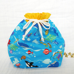入れやすい☆お弁当袋巾着☆水族館柄