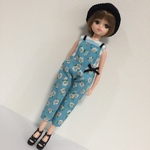 リカちゃんサイズ 花柄サロペット