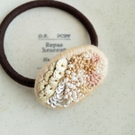 gold&beige ビーズ 刺繍 ヘアアクセサリー