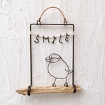 横向き文鳥のSMILE流木オーナメント