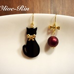 [再販×7]ネコとマットパールのピアス