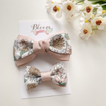  (ピンクベージュ×モード.ピンクブラウン) Duo ribbon set キッズ ベビー ヘアクリップ ヘアピン